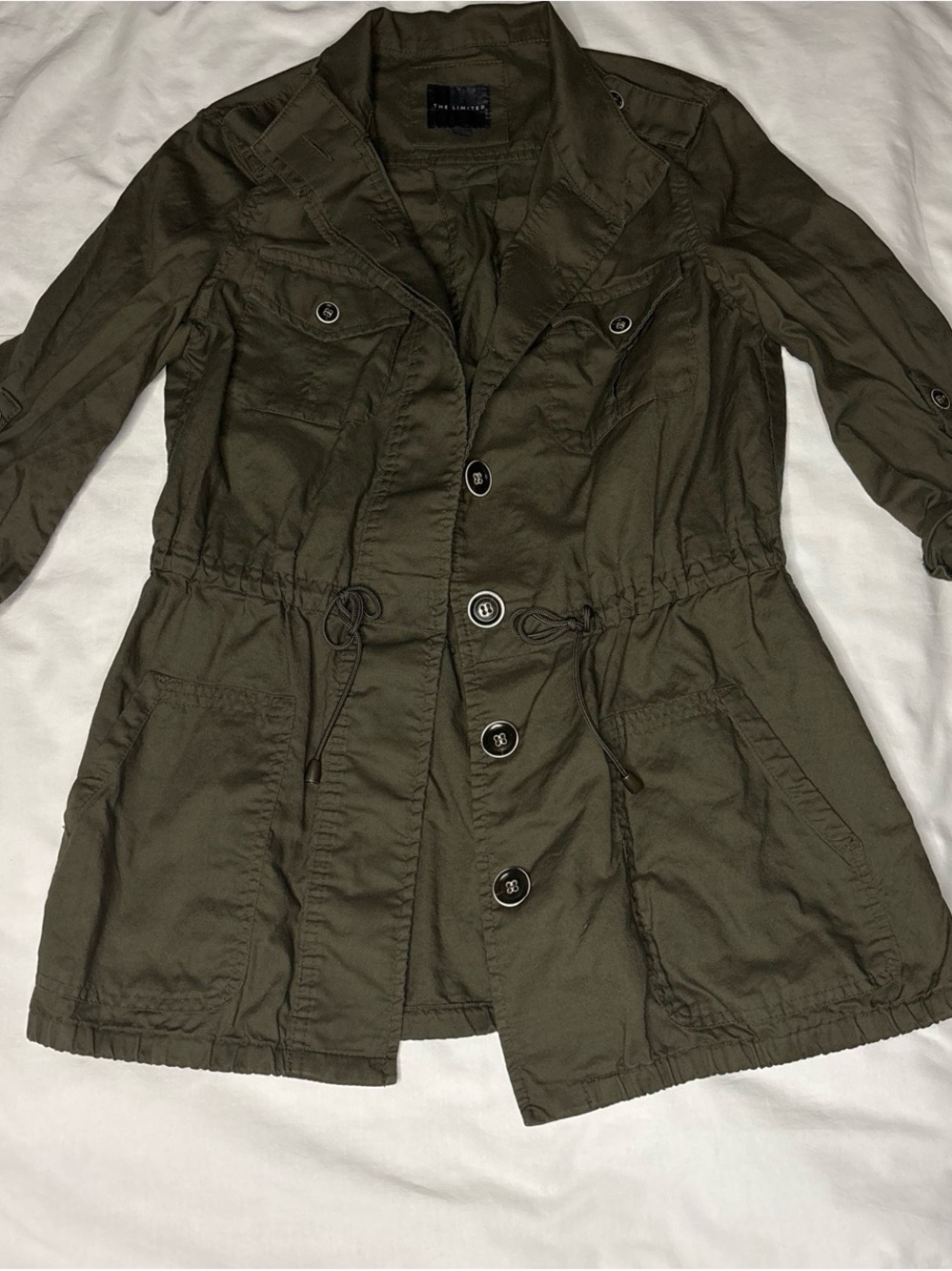 The Limited Olive Green Utility Jacket with Drawstring Waist